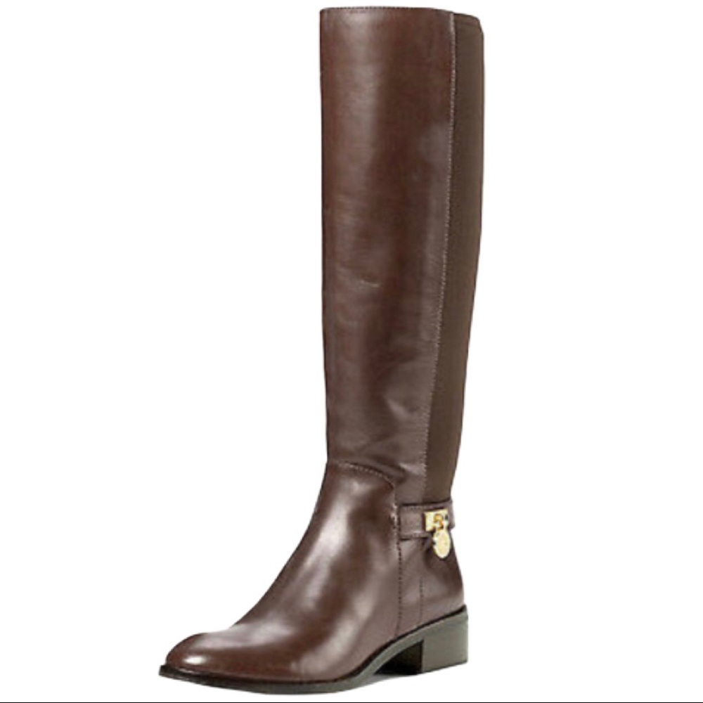 Michael Kors Brown Hamilton Leather Boots | 8.5